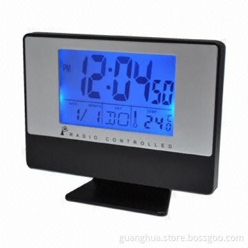 LCD Clock with Daily Alarm and Temperature Display, Sized 14 x 4.6 x 12cm